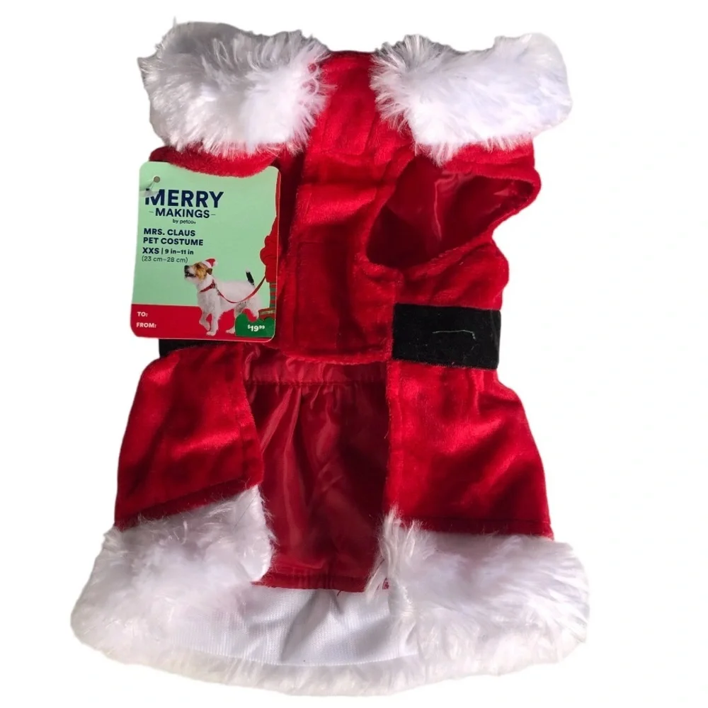 NWT Mrs. Santa Claus Dog Dress Costume XS